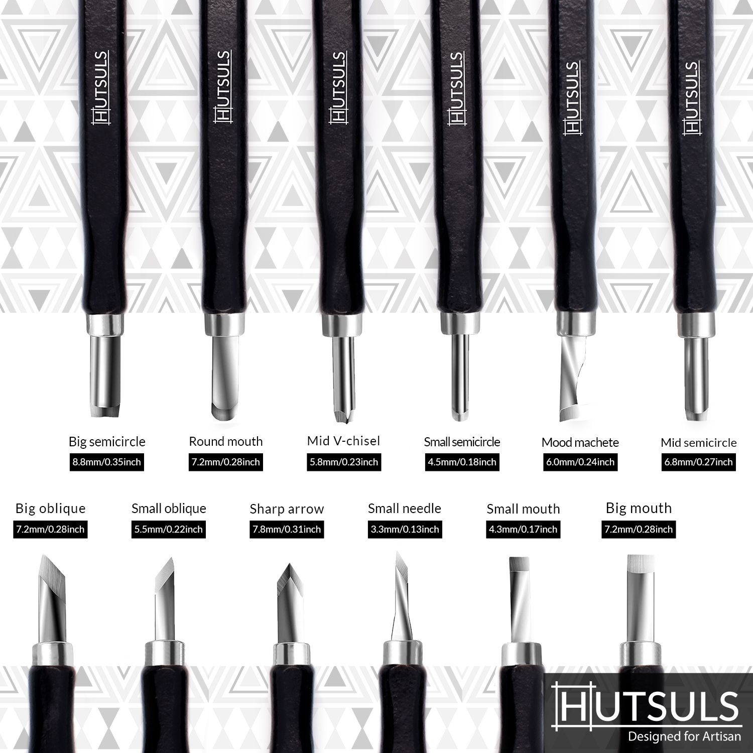 02 - 12 pieces wood carving set 016H