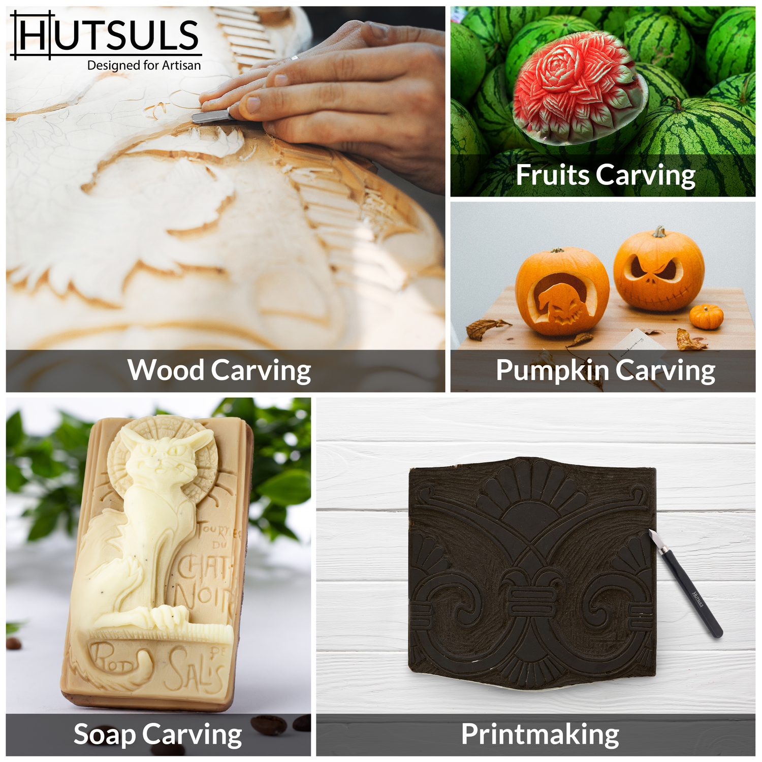 04 - 12 pieces wood carving set 016H